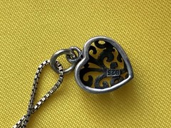Vintage AGI 925 Sterling Silver Necklace Small Hart Shape Pendant 16”