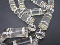 OUTSTANDING ART DECO 1980’S ITALIAN LUCITE RHINESTONE 33″ STATEMENT NECKLACE