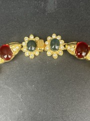 Kenneth Jay Lane KJL Jackie O Maharani Necklace Ruby Emerald Cabochon COA Box
