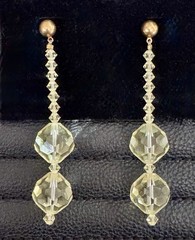 Vintage Crystal Aurora Borealis Drop Dangle Beaded Post Pierced Earrings