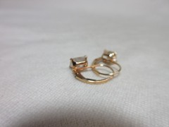 14K SOLID YELLOW GOLD CZ STONE EARRINGS LEVERBACK DANGLE #12