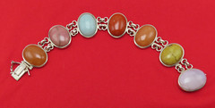 Whitney Kelly Sterling Silver Bracelet Tiger Eye Jasper Gemstones 8.5 in 703f