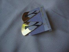 VINTAGE SAMUEL HUANG CLOISONNE RETRO ABSTRACT CHARCOAL & GRAY ENAMEL EARRINGS