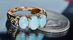 14k yellow gold ring 1.25ct Australian fiery opal size 5.75 antique 3.8gr N3005D