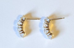 10K Solid Yellow Gold Cubic Zirconia Stud Climber Earrings
