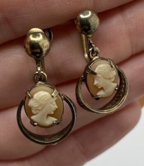 VINTAGE SORRENTO STERLING SILVER CAMEO FILIGREE EARRINGS