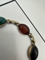 VTG 12k Gold Filled Multi Gemstone Scarab Bracelet 8in 12g Signed Estate Read