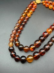 Vintage Castle cliff Amber-Lucite Bead Necklace 15.5” Graduated Brown Yellow