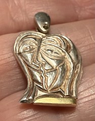 1990s Anthony Quinn LOVERS 925 Sterling Silver & 18K Yellow Gold Dangle Earrings