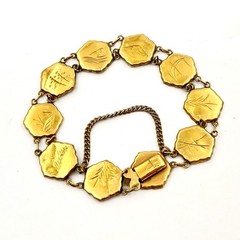VTG Japanese Damascene 15mm Hexagon Panel Link 7.25″ Bracelet Nature Scenes