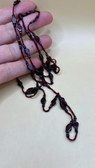 Genuine Almandine Garnet Unusual Geometric Rhombus Bead Necklace Clasp-Free