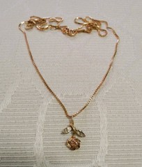 14K Gold 24″ Box Link Necklace Chain W/ 14K Rose Pendant Michael Anthony 3.8G