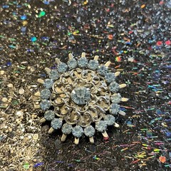 Vintage Silver And Light Blue Unmarked Brooch
