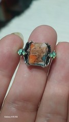 Vintage Bohemian Style Inlay Ring Unisex Zinc Alloy Band Size 6 New