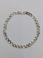 Vintage 925 Sterling Silver Curb Link Chain Bracelet 7.5″ Charm Starter – 3.2g