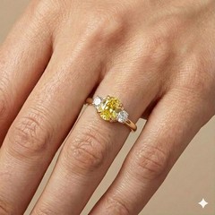 14k Yellow Gold Ring 1.01CT.Natural Fancy Intense Yellow Diamond Oval GIA CERT