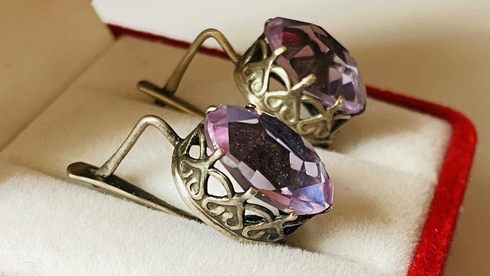 Earrings Silver 875 USSR vintage star Women’s jewelry, gifts, 339