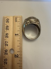 Sterling Silver Domed Ring Statement Ribbed Cocktail Band