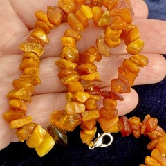 Vintage Baltic Amber Necklace 15.5” Choker Natural Raw Freeform Amber Beads