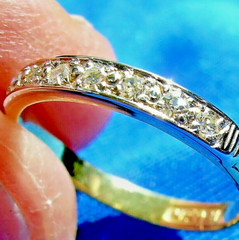 Original EARTH MINED DIAMOND Deco Wedding Band Vintage Platinum 18K GOLD Ring