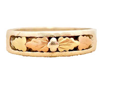 VINTAGE LANDSTROMS STERLING SILVER + 10K ROSE & YELLOW GOLD BAND RING SZ 8.5 5MM