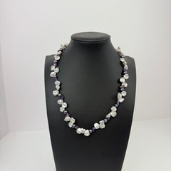 Freshwater Keshi Pearl OP Signed Sterling Silver Lavender Purple 16″ Necklace
