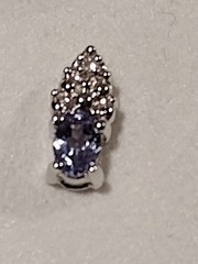 Oval Tanzanite/Diamond 10k White Gold Post Earings Jc Penny Vintage