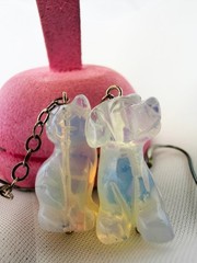 Vintage cute Opalite dog and cat earrings – perfect for cat and dog lovers