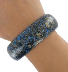 Vintage Italy Round Splatter Paint Blue Gold Bangle Bracelet Womens Standard Sz