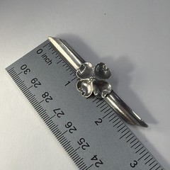 Vintage Stuart Nye Sterling Silver Dogwood Flower Bar Pin 4.5g 2 7/8 Inch Length