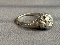 Vtg White Gold Diamond Ring 2.55g Fine Jewelry Size 5.25 Band Clear Stone *READ*