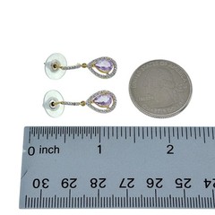 JBX Sterling Silver Gold Plate Purple Amethyst Diamond Accent Dangle Earrings