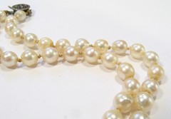 Vintage AKOYA Cultured PEARL Hand-knotted NECKLACE 6mm Sterling Silver 17.75″