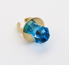 GEM RING POP Anthony Kantor Cocktail Ring In 14Kt Yellow Gold & 28 Ctw Blue