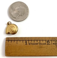 Vintage Charm Seashell Nautilus Snail Shell Brass Metal Pendant Beachy Jewelry