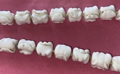 RARE Individually Knotted White Milk Glass Ornate Bead NecklaceFor Repair 12.5in
