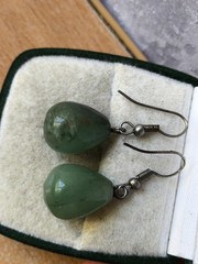 RARE Elegant Nephritis stone Vintage Jewelry Earrings