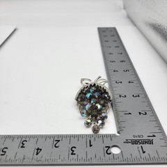 Stunning Schrager Vintage AB Crystal Brush silvertone Tumbler Brooch pin fruit