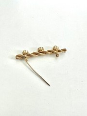 Brooch Twisted Gold Tone Faux Pearl And Rhinestone D2