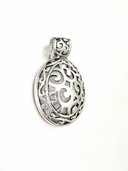 Estate Vintage 925 Sterling Silver Open Work Scroll Design Slide Pendant