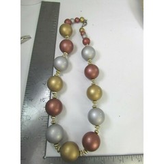 Vintage Metallic Beaded Necklace Strand Gold Copper Silver 48424