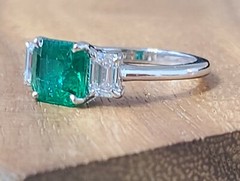 14K White Gold Natural Emerald Ring 1.73ct Radiant Cut w/ 0.80ct Diamond Accents
