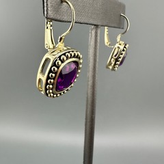 Vintage Rhinestone Earrings Lot Leverback Wingback Purple Red Silver Gold Tone