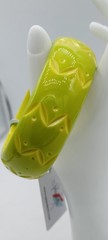 Splendette Wide Lime Green Carved Duchess Bangle Retro Fakelite Vintage Style
