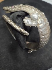 ANTIQUE 925 STERLING SILVER ALLIGATOR CUFF BRACELET ARM BRACELET 2.48 OZS