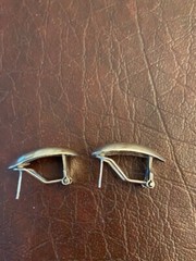VTG MOTHER OF PEARL Dangle EARRINGS Silver Clips for Pierced Ears