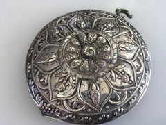 Antique Asian Thailand akha other Tribal Sterling Silver chest ornament plate