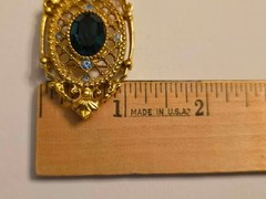 British Royal Style Costume Jewelry BROOCHES Faux Blue Topaz Stones – Set of TWO
