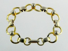 Vintage Gold Plated Metal Link Bracelet Unbranded Goldtone Design 6 7/8 Inches