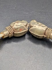 Vintage Carved Mother of Pearl Bib Necklace and Elephant Head Bangle Bracelet